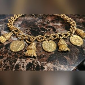 Vintage *Rare Find* Anne Klein Roman Coin and Tassel Choker